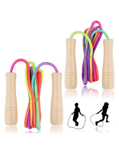 Cuerda de Saltar Ajustable Lorvain para Niños 2.6m con Mango de Madera