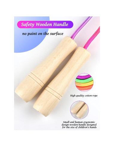 Cuerda de Saltar Ajustable Lorvain para Niños 2.6m con Mango de Madera