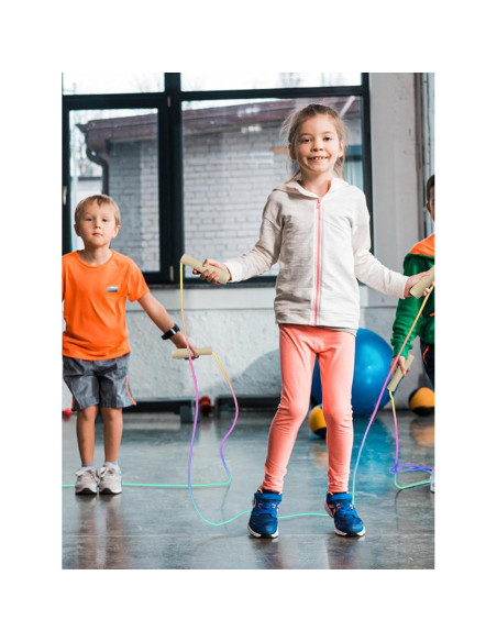 Cuerda de Saltar Ajustable Lorvain para Niños 2.6m con Mango de Madera