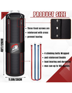 Saco de Boxeo Colgante PARPIQ 4ft + Guantes 12oz para MMA 2