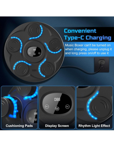 Máquina de Boxeo Musical YHR con Guantes - 5 Objetivos, Bluetooth