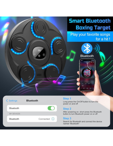 Máquina de Boxeo Musical YHR con Guantes - 5 Objetivos, Bluetooth