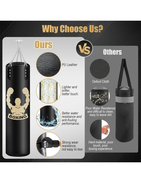 Saco de Boxeo Relleno YORWHIN 4FT con Guantes 12OZ para Adultos