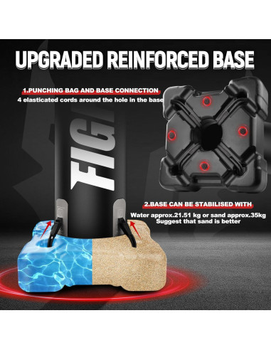 Saco de Boxeo Pesado YORWHIN 175 cm con Base y Guantes