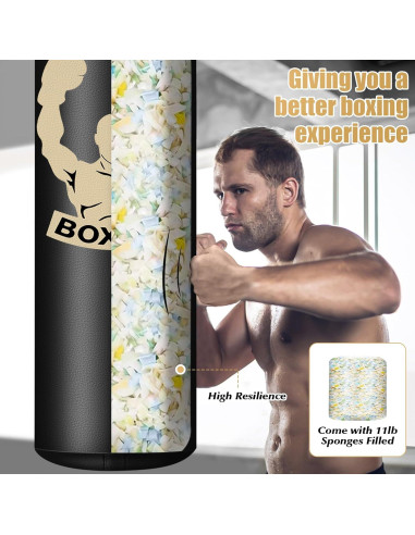 Saco de Boxeo Relleno YORWHIN 4FT con Guantes 12OZ para Adultos