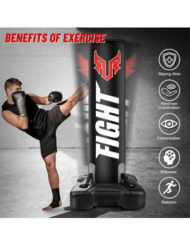 Saco de Boxeo Pesado YORWHIN 175 cm con Base y Guantes