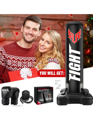 Saco de Boxeo Pesado YORWHIN 175 cm con Base y Guantes