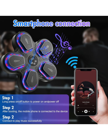Máquina de Boxeo Musical ALSO GO 2025, 5 Objetivos, Bluetooth