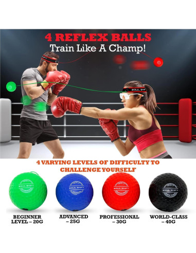 Bola de Reflexión de Boxeo Soul Shift - Paquete Familiar con Gafas