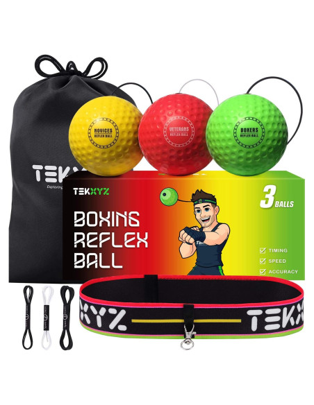 Bola de Reflexión de Boxeo TEKXYZ - Entrenamiento Agilidad y Reacción