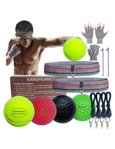 Conjunto de entrenamiento de boxeo KANGHUANG con bola de reflejos Conjunto de entrenamiento de boxeo KANGHUANG con bola de reflejos
