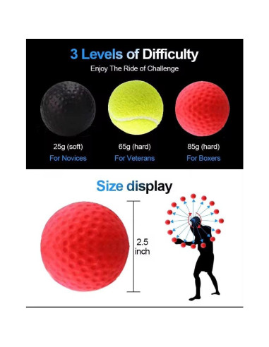 Set de Bola de Reflejos Genérica para Boxeo y MMA - 3 Bolas