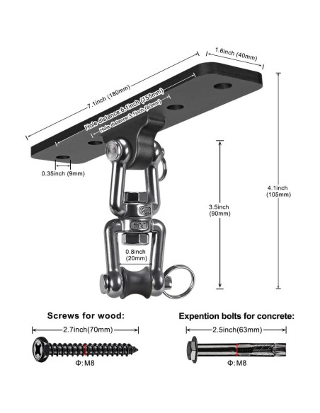 Soporte de Techo para Bolsa Pesada Lifeswell 272 kg Rotación 360