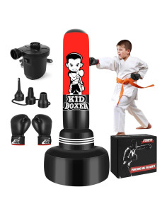 Saco de Boxeo Inflable JUOIFIP 165 cm con Guantes y Bomba