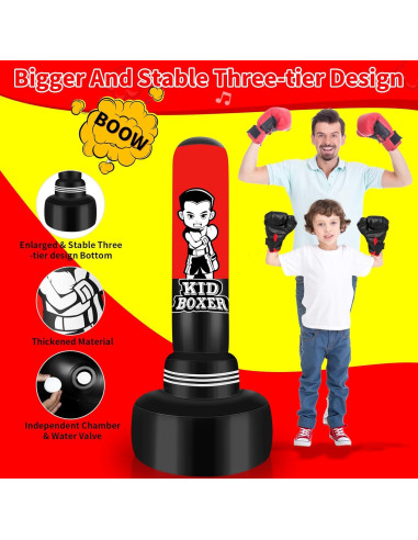 Saco de Boxeo Inflable JUOIFIP 165 cm con Guantes y Bomba