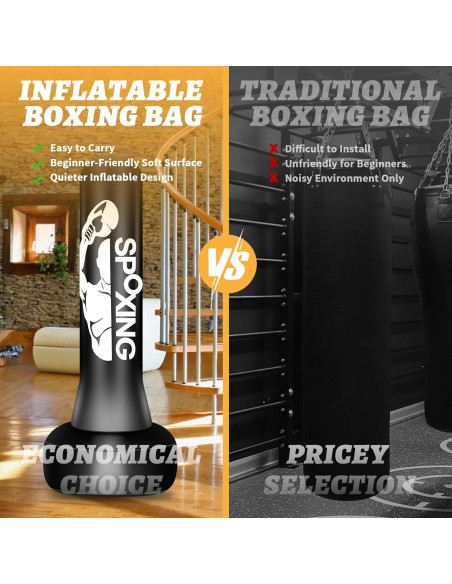 Saco de Boxeo Vobab 178 cm con Soporte Plegable para Adultos