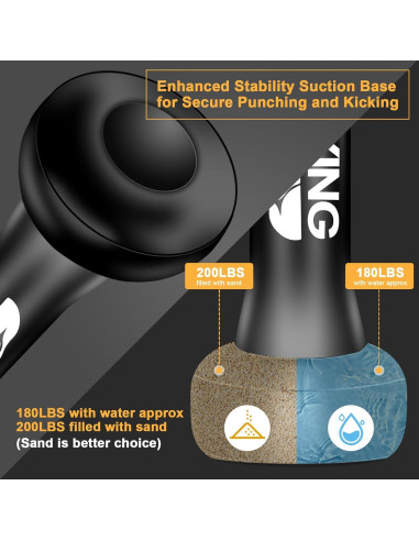 Saco de Boxeo Vobab 178 cm con Soporte Plegable para Adultos