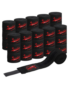 15 Pares Envolturas de Boxeo Jerify 457 cm Nylon Negro