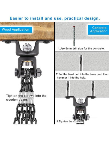 Soporte para Saco de Boxeo BeneLabel con Cadena Negra 362.87 kg