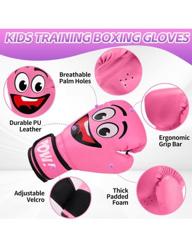 Guantes de Boxeo YORWHIN 4Oz para Niños 3-8 Años Rosa