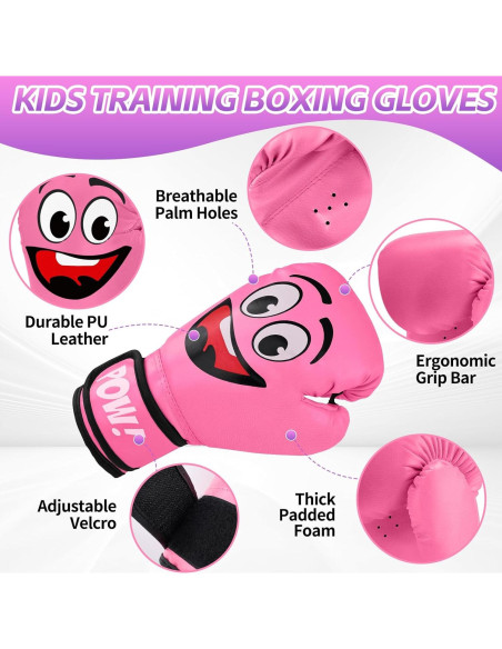 Guantes de Boxeo YORWHIN 4Oz para Niños 3-8 Años Rosa