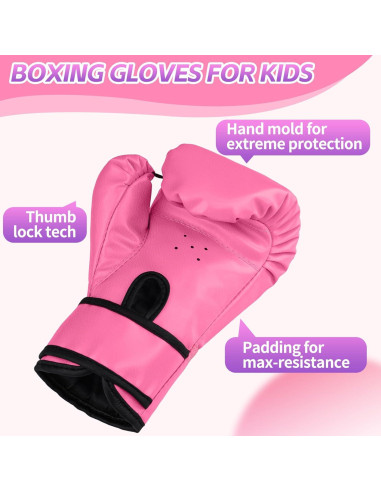 Guantes de Boxeo YORWHIN 4Oz para Niños 3-8 Años Rosa