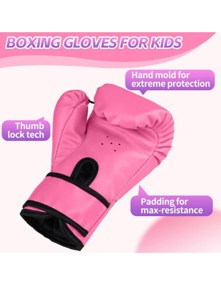 Guantes de Boxeo YORWHIN 4Oz para Niños 3-8 Años Rosa