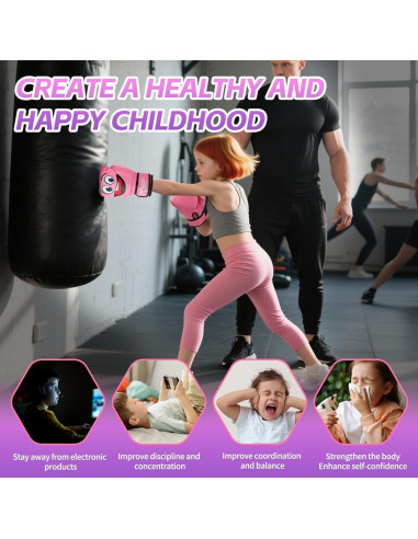 Guantes de Boxeo YORWHIN 4Oz para Niños 3-8 Años Rosa