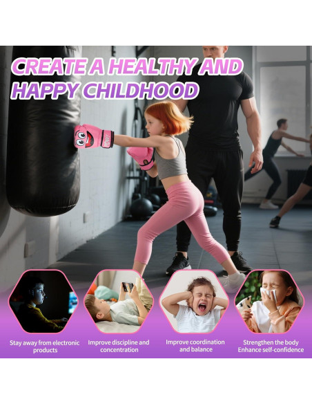 Guantes de Boxeo YORWHIN 4Oz para Niños 3-8 Años Rosa