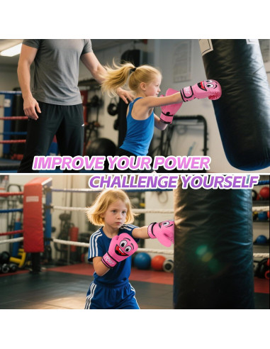 Guantes de Boxeo YORWHIN 4Oz para Niños 3-8 Años Rosa