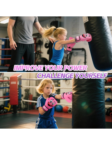 Guantes de Boxeo YORWHIN 4Oz para Niños 3-8 Años Rosa