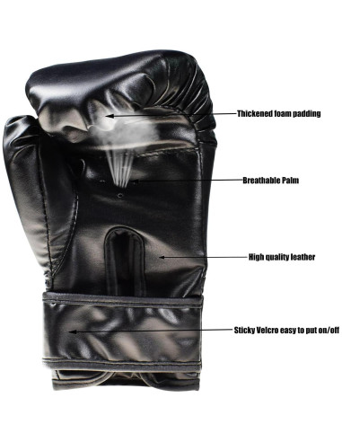Guantes de Boxeo HLIN para Niños Sparring Negro 0.02 kg
