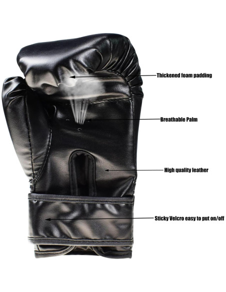Guantes de Boxeo HLIN para Niños Sparring Negro 0.02 kg