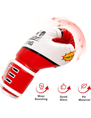 Guantes de Boxeo CKE para Niños 5-12 Años Entrenamiento Rojo