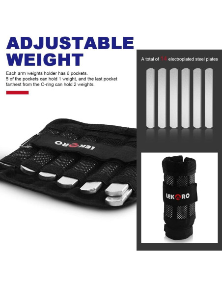 Pesas de Muñeca y Tobillo Ajustables LEKRO 3 kg - 1 Par