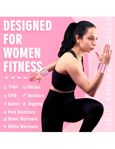 Pesas de Muñeca Ajustables GALLIA 0.91kg 2Pack Rosa