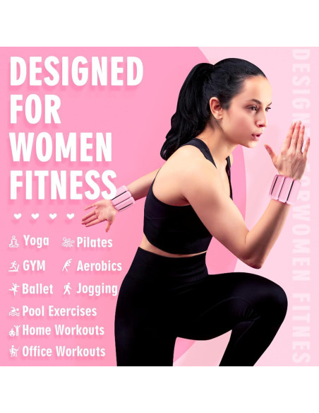 Pesas de Muñeca Ajustables GALLIA 0.91kg 2Pack Rosa