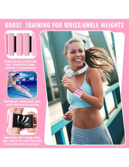 Pesas de Muñeca Ajustables GALLIA 0.91kg 2Pack Rosa