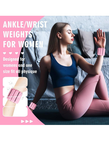 Pesas de Muñeca Ajustables GALLIA 0.91kg 2Pack Rosa