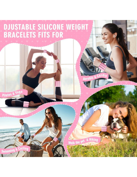 Pesas de Muñeca Ajustables GALLIA 0.91kg 2Pack Rosa