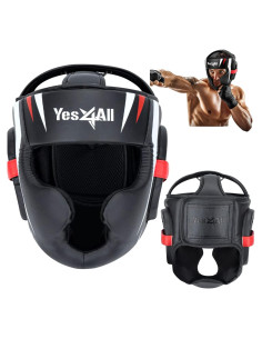 Casco de Boxeo Yes4All Ajustable Mediano Negro para MMA