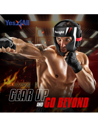 Casco de Boxeo Yes4All Ajustable Mediano Negro para MMA