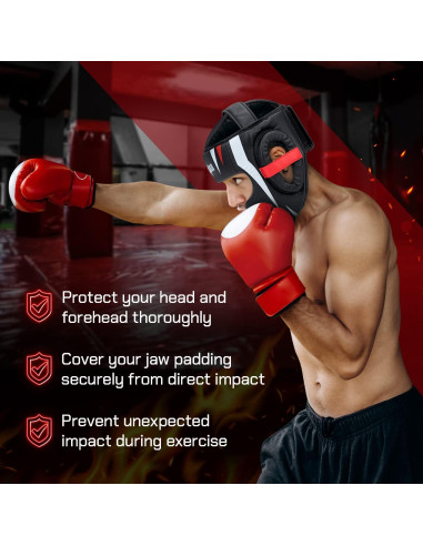 Casco de Boxeo Yes4All Ajustable Mediano Negro para MMA