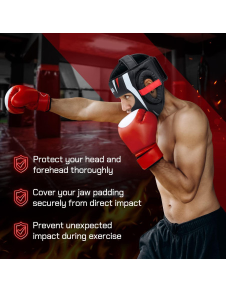 Casco de Boxeo Yes4All Ajustable Mediano Negro para MMA