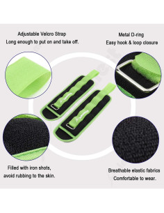 Pesas de Tobillo Inhomest 0.91kg (2LB) Ajustables para Fitness 2