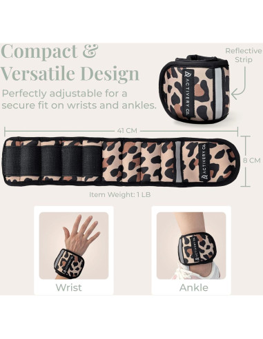 Pesas Ajustables de Tobillo Activery Co. Leopardo 0.45 kg