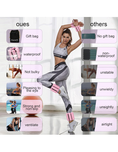 Pesas Ajustables para Tobillos y Muñecas Ziasuzy 0.45 kg - Juego de 2