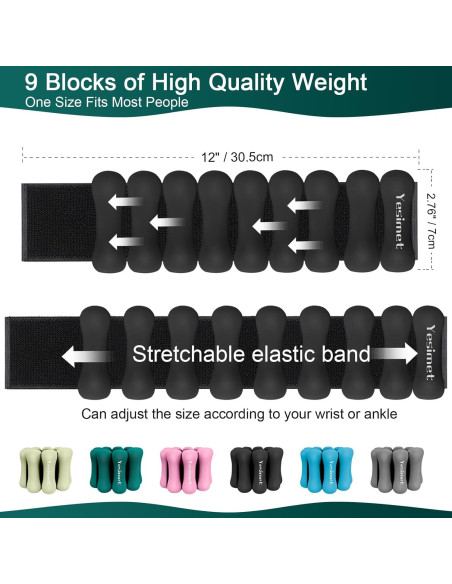 Pesas ajustables para tobillo y muñeca YESIMET 0.9 kg