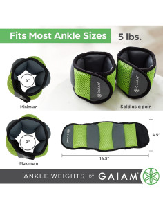 Pesas de Tobillo Gaiam 5 lb Ajustables para Entrenamiento 2