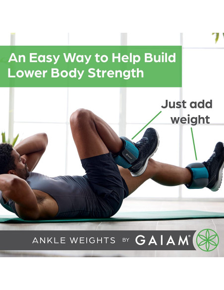 Pesas de Tobillo Gaiam 5 lb Ajustables para Entrenamiento